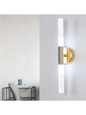 Zr Aydınlatma Eskitme Gold  6500K 40CM Çift Akrilik Boru Duvar Lambası,led Aplik,modern Aydınlatma