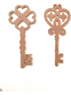 Dekolobi 2'li Ham Mdf Boyanabilir Hobi Anahtar Dekor 30*13 cm