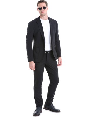 Hatemoğlu Lacivert Slim Fit Düz Mono Yaka Klasik Takım Elbise