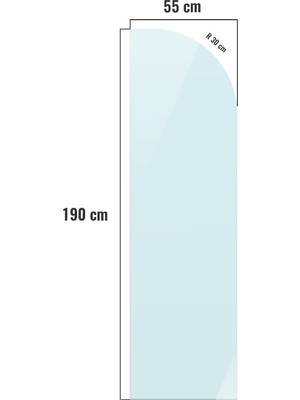 Decorita Cam Duşakabin Seperatör - Sabit Panel | Satina Cam - Şekilli | Metalik Parlak Profil | 55CM x 190CM