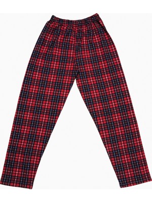 Kırmızı Siyah Ekose Desenli Unisex Düz Paça Tek Alt Pijama