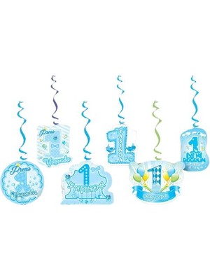 Parti Dükkanım 1 Yaş Asmalı Tavan Süsü (6 Adet) Mavi