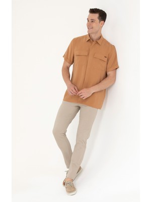 U.S. Polo Assn. Erkek Camel Gömlek Kısa Kollu 50264077-VR015