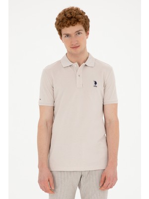 U.S. Polo Assn. Erkek Slim Fit Polo Yaka Taş Basic Tişört 50279613-VR049