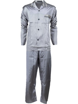 Oppland Erkek Klasik Model Pijama Takımı Premium Ipeksi Saten Kumaş Cepi Şık Çizgili Rahat Tam Kalıp