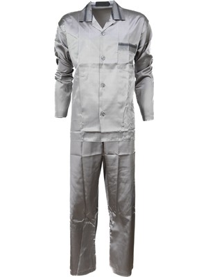 Ottoland Erkek Klasik Model Pijama Takımı  Ipeksi Saten Kumaş Şık Çizgili Cepli Tam Kalıp