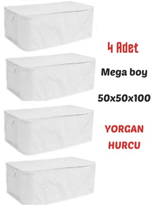 AY Home  4 Adet Yorgan Hurcu Düzenleyici Hurç  Yorgan Yastık Elbise Hurcu 100X50 cm Beyaz  Renk  Hurç  Baza Altı Hurcu Yıkanabilinir  Hurç Mega  Boy  Hurç