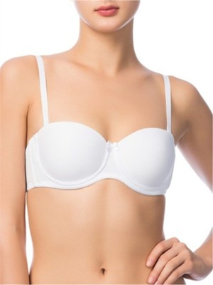 NBB Kadın Beyaz Mikro Dolgulu Destekli Straplez Sütyen 3520