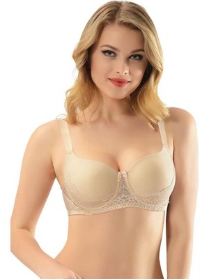 NBB Kadın Ten Dantelli Minimizer Sütyen 3687 %100 Pamuklu Dikişsiz Rahatlık ve Yüksek Destek