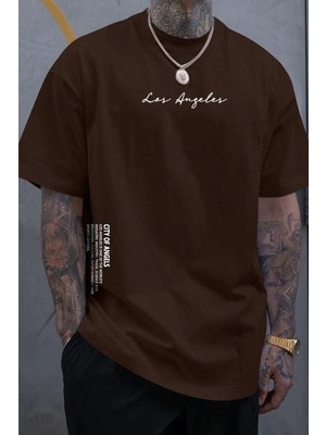 Only Trendwear  Erkek Los Angles Baskılı Oversize Tshirt