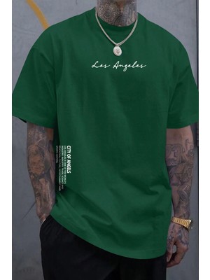 Only Trendwear  Erkek Los Angles Baskılı Oversize Tshirt