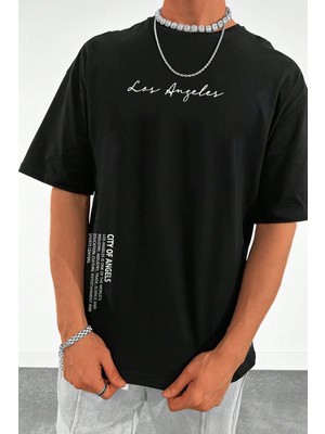 Only Trendwear  Erkek Los Angles Baskılı Oversize Tshirt