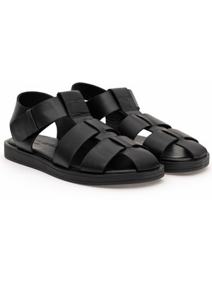 Pierre Cardin Kadın Siyah Deri Sandalet 50287517-VR046