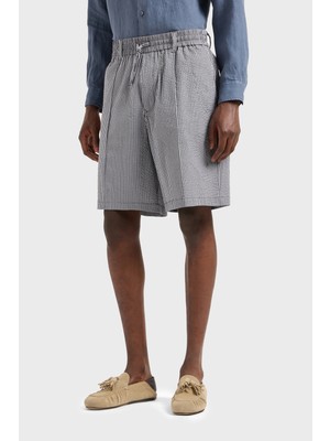 Emporio Armani Çizgili Gofre Relaxed Fit Short Erkek Short 3D1PE2 1npız 06F8