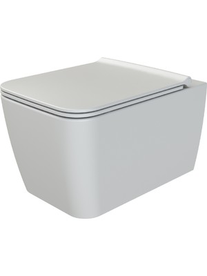 Mat Beyaz Hera Rimless Asma Klozet + Ibiza Yavaş Kapanır Uf Kapak