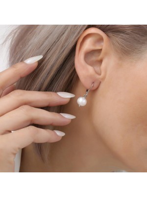 Nox Jewelry 925 Ayar Gümüş White Tatlısu Incisi Küpe-9mm