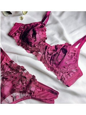 Es Lingerie Pure Bordo Bralet Sütyen Takım