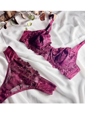 Es Lingerie Pure Bordo Bralet Sütyen Takım