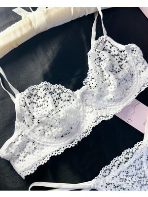 Es Lingerie White Daisy Bralet Sütyen Takım