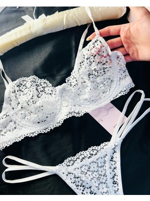 Es Lingerie White Daisy Bralet Sütyen Takım