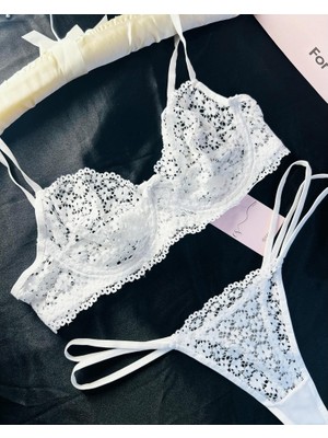 Es Lingerie White Daisy Bralet Sütyen Takım