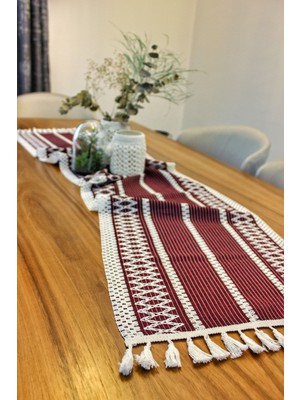 Nona Mino Pamuklu Şal Motif Dantel Örgü Runner 35X150