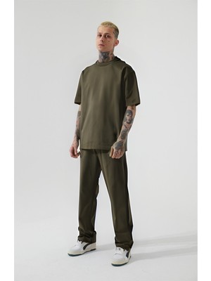 Yakamel Erkek Oversize Kısa Kollu Penye Pijama Takımı
