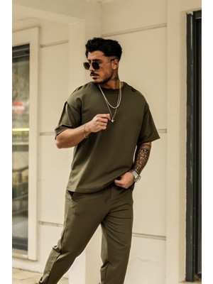 Yakamel Erkek Bol Kesim Oversize Kısa Kollu Takım