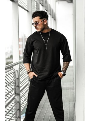 Yakamel Erkek Bol Kesim Oversize Kısa Kollu Takım