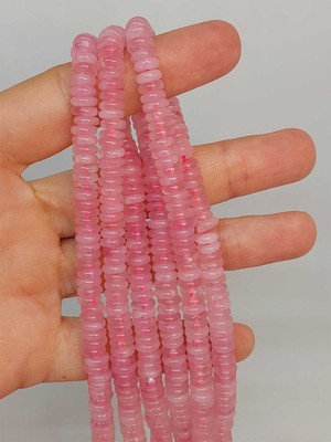 Yaşam Tohumu Pembe Kuvars Taşı Rondela Kesim 6x1.5mm Dizi (49404)