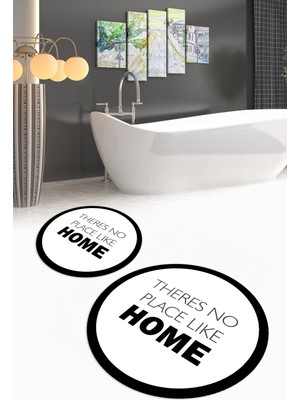 Napoli Home Dijital Baskılı Kaymaz Yıkanabilir Home Yuvarlak Ikili Banyo Takımı, N-Y-Klozet-13-Beyaz,