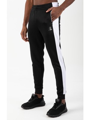 Maraton Sportswear Regular Erkek  Ribana Paça  Basic Siyah Eşofman Altı 21749