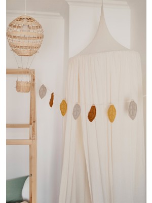 Cigit Ceviz Yaprağı Müslin Sıralı Çocuk Odası Flama Hardal Sarı