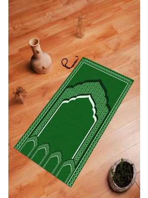 Napoli Home Dijital Baskılı Kaymaz Yıkanabilir (70X130) Hediyelik Namazlık Seccade, N-Seccade-02-Yeşil,