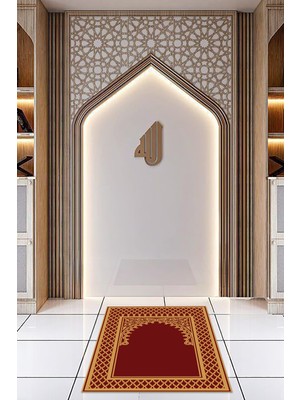 Napoli Home Dijital Baskılı Kaymaz Yıkanabilir (70X130) Hediyelik Namazlık Seccade, N-Seccade-07-Kırmızı,