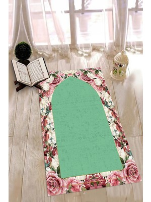 Napoli Home Dijital Baskılı Kaymaz Yıkanabilir (70X130) Hediyelik Namazlık Seccade, N-Seccade-24-Yeşil,