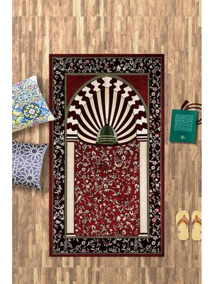 Napoli Home Dijital Baskılı Kaymaz Yıkanabilir (70X130) Hediyelik Namazlık Seccade, N-Seccade-34-Kırmızı,