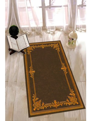 Napoli Home Dijital Baskılı Kaymaz Yıkanabilir (70X130) Hediyelik Namazlık Seccade, N-Seccade-23-Kahve,