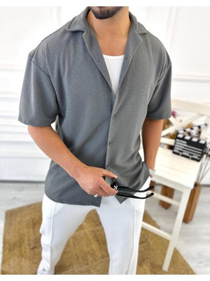 Elku Moda Gömlek Oversize Terletmez Kumaş Italyan Yaka Bol Kesim Salaş Gömlek