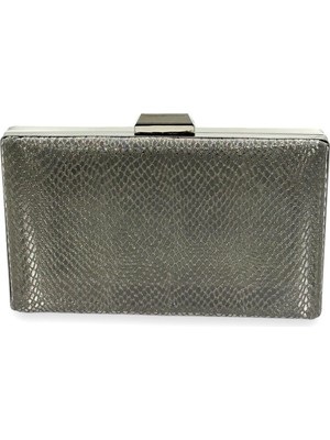 Biçanta Antrasit Gri Renk Lazer Desenli Abiye Çanta Gece Çantası Düğün Nişan Kına Çantası Portföy Clutch