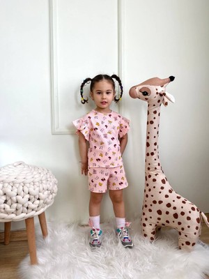 Jolly Kids Kız Çocuk 3-10 Yaş Kelebek Desen Fitilli Şortlu Takım