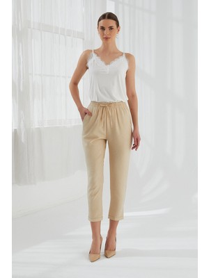 Modaplaza Kadın Bilekte Keten Pantolon