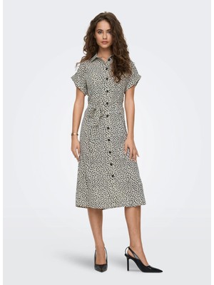 Only Gömlek Yaka Düz Beyaz Uzun Kadın Elbise Onlhannover S/S Shırt Dress Noos Wv