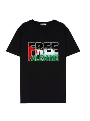 Green Mint Özgür Filistin - Free Palestine Siyah Regular  Tshirt