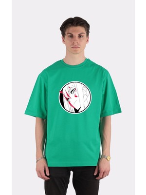 Green Mint Yeşil  Pamuk Bisiklet Yaka Oversize T-Shirt Zoro Samurai Wano Kuni Arc