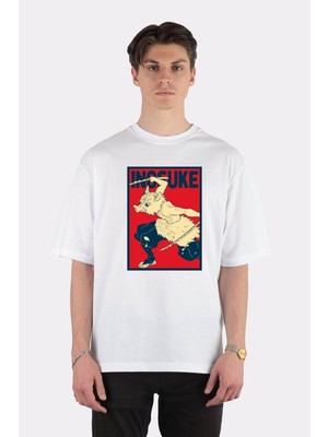 Green Mint  Beyaz Oversize T-Shirt Inosuke