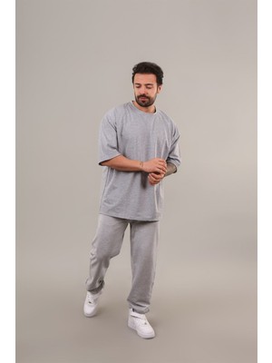 Yakamel Erkek Oversize Kısa Kollu Eşofman Takımı