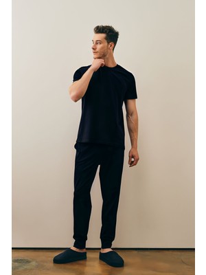 Erkek Penye Rahat Kısa Kollu Pijama Takımı