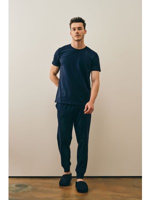 Erkek Penye Rahat Kısa Kollu Pijama Takımı