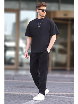 Yakamel Erkek Kısa Kollu Oversize Penye Pijama Takımı